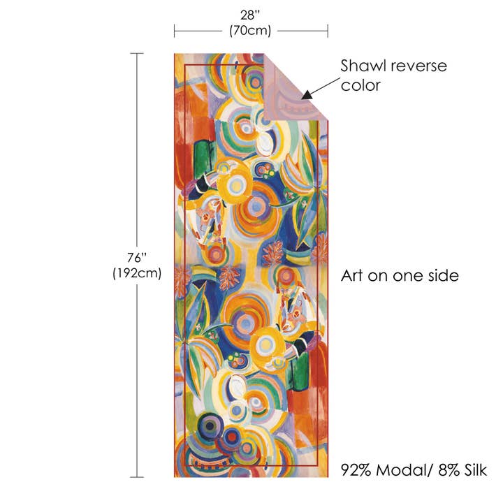 RainCaper - Wholesale Scarf - Women's - Fine Art Silk Blend Shawl Delaunay Portuguese Woman