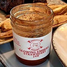Glowing Embers Strawberry Jam 8 oz jar for wholesale by Barbara's Kitchen Jams & Salsas