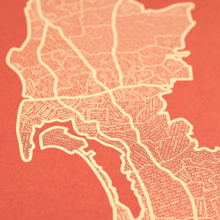 Native Maps - Wholesale Poster - San Diego, CA Neighborhood City Map Poster