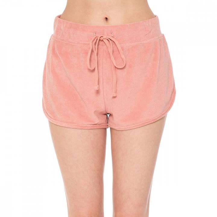 SHORT À ENFILER TAILLE HAUTE EN TISSU ÉPONGE À OURLET DAUPHIN pour la vente par Paperdoll