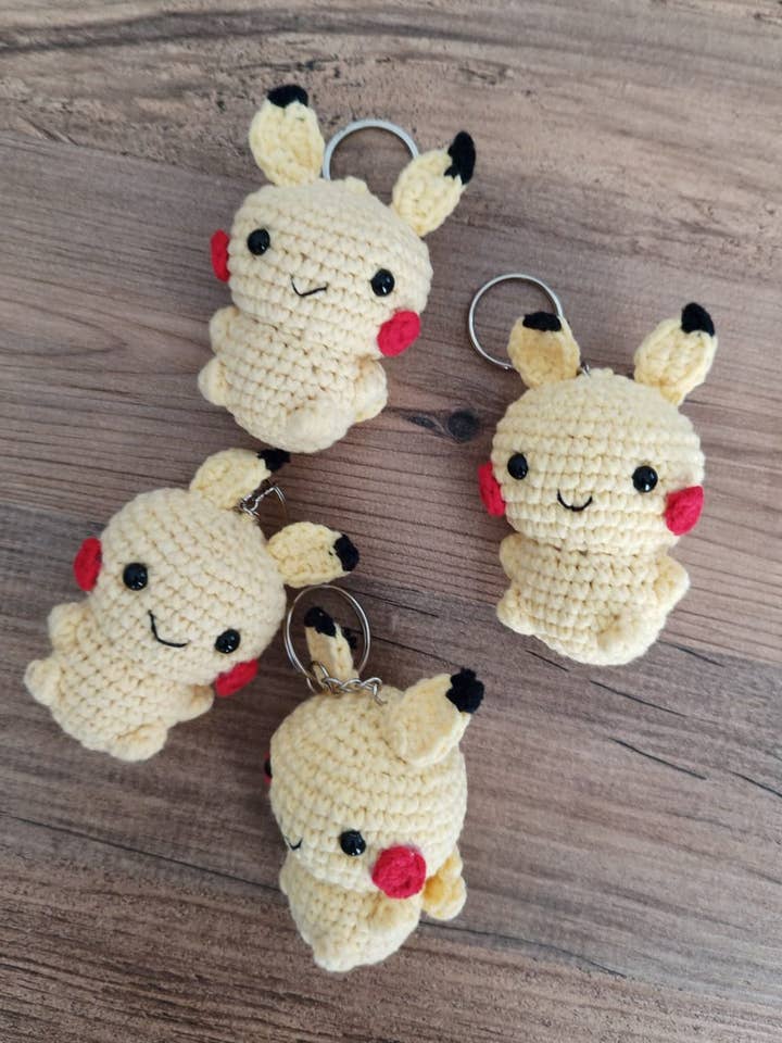 Handmade Crochet Amigurumi Pikachu Keychain – Adorable & Fun for wholesale by KLABELGIFT