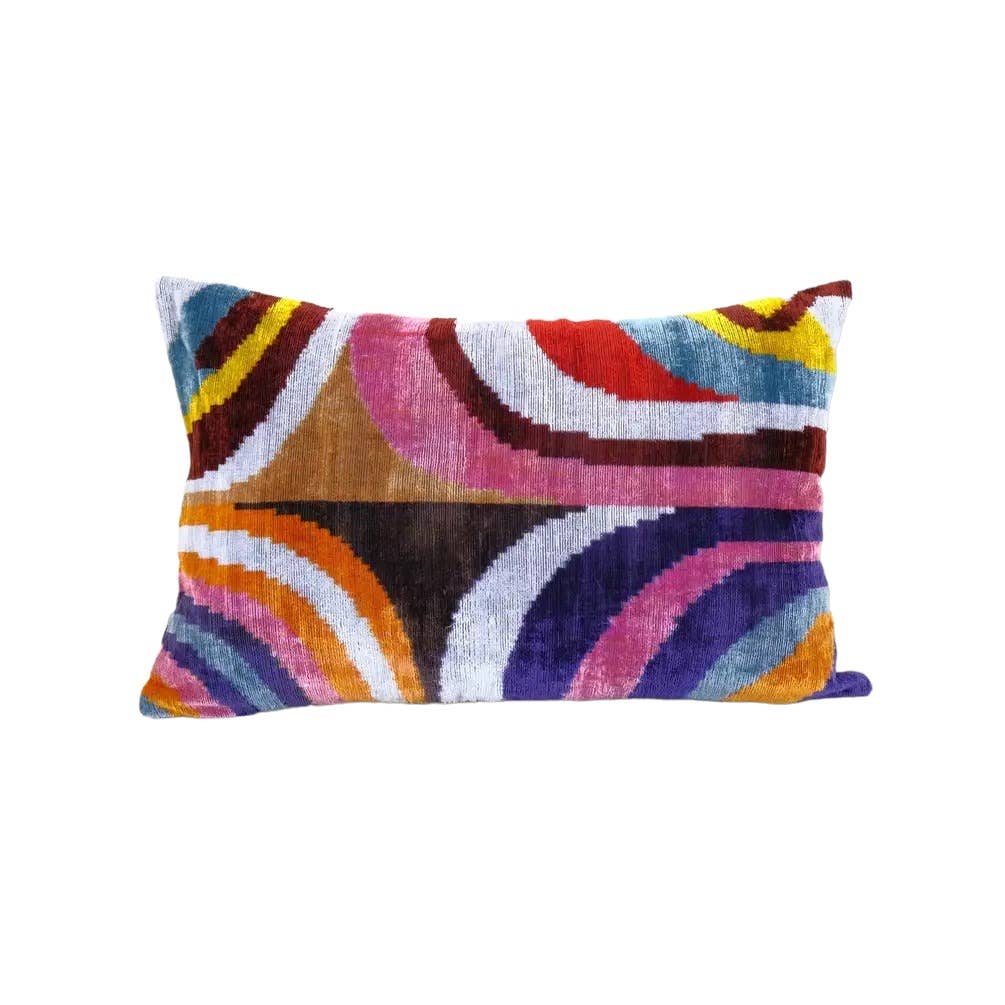 Vintage Pillows Store - Wholesale Throw Pillow Cover - Ikat Velvet Pillow, Silk Ikat Lumbar Cushion Cover