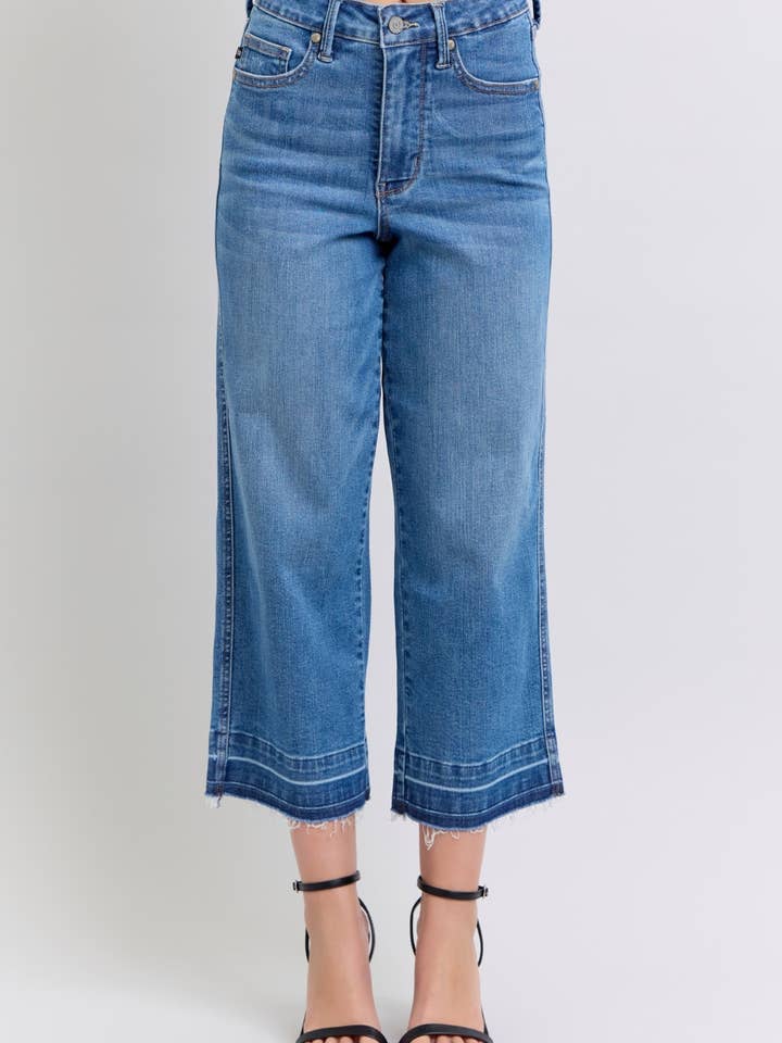 HW Tummy Control Release Hem Crop Wide for wholesale by Judy Blue Jeans