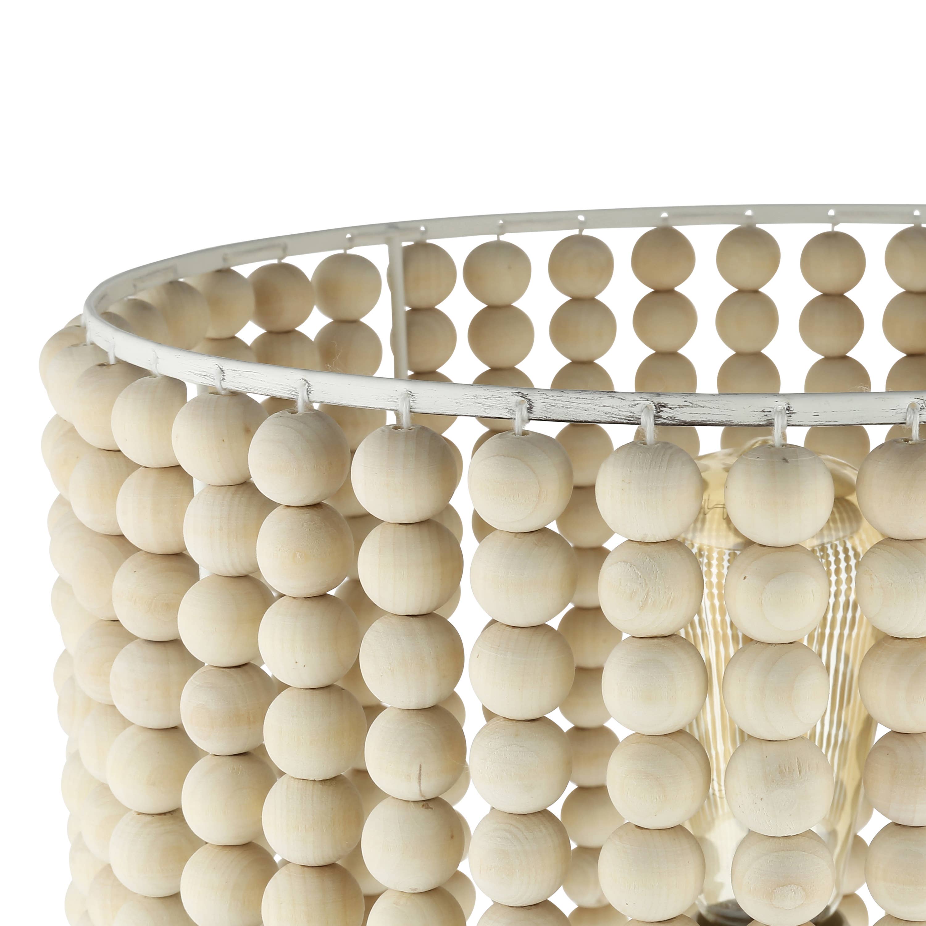 River of Goods - Vente Lampes d'appoint/de bureau - Lampe de table en bois perlée blanche H Elizah de 25 po7