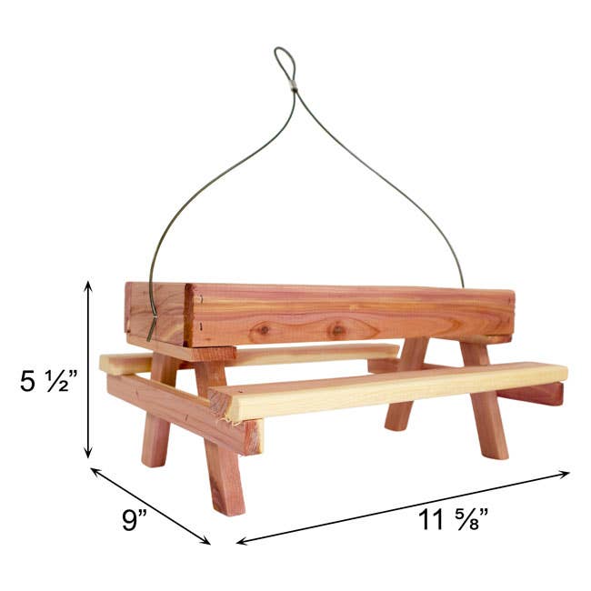 BestNest Inc - Wholesale Bird Feeder - Amish Made Cedar Picnic Table Feeder2