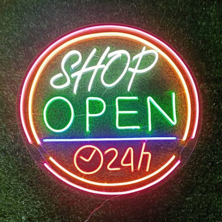 Shop Open 24h Neon Sign for wholesale by Aoos Custom