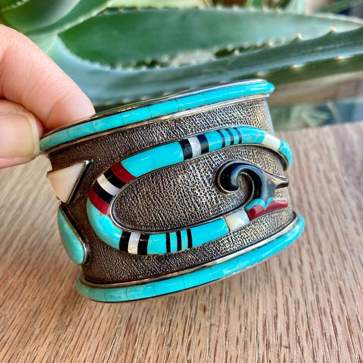 Rainbow Trading Post – Engroshandel Manchetarmbånd – Sterling indiansk slange turkis manchetarmbånd1