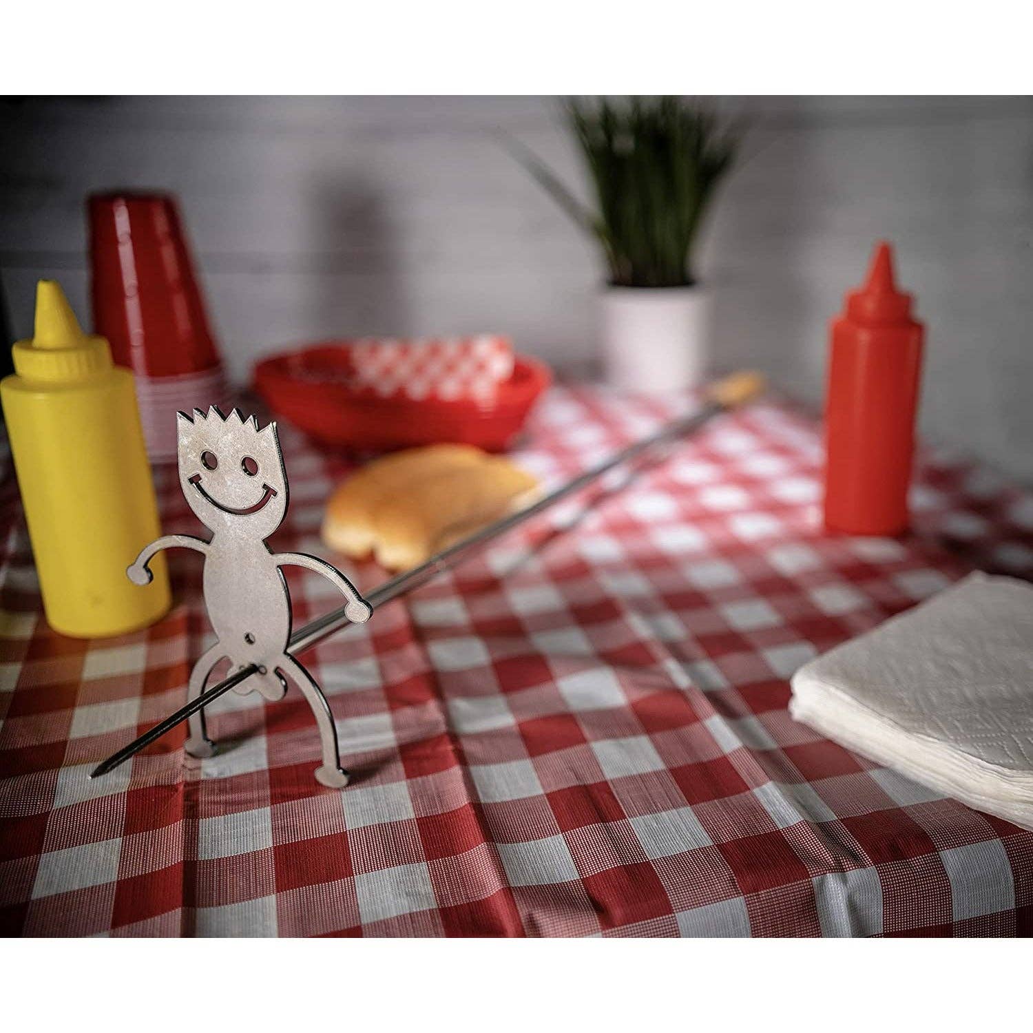 The Wine Savant /  Khen Glassware - Vente Outil de gril pour l'extérieur - Brochette allongée en acier de 30 pouces pour feu, grill et barbecue pour garçon et fille5