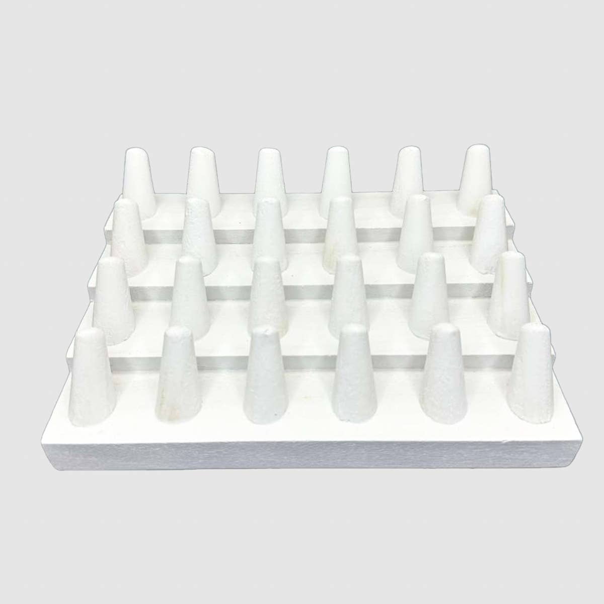 Anju Jewelry - Wholesale Jewelry Stand & Display - White Wooden Ring Display | Holds 24 Rings1