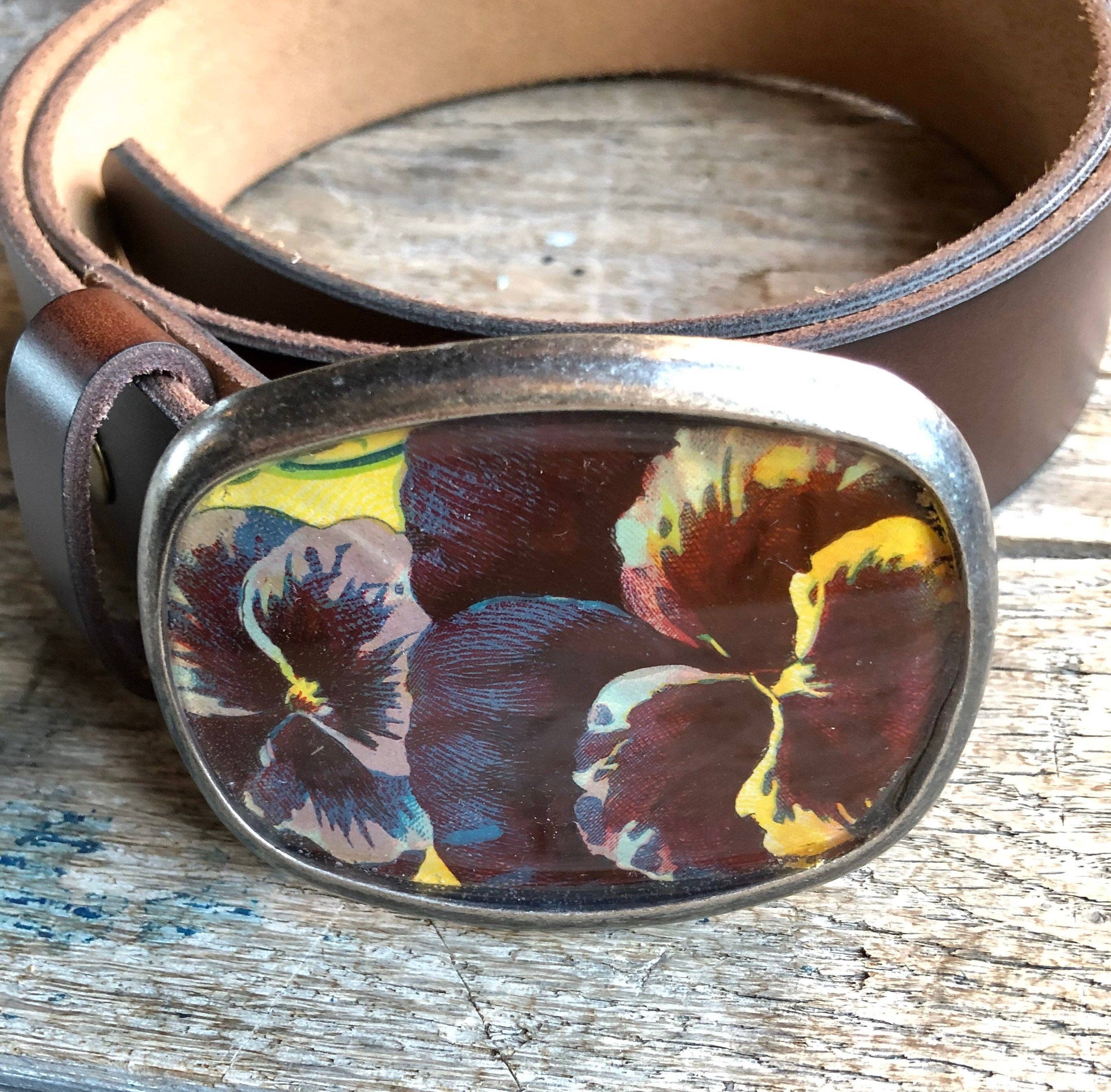 joeyfivecents - Vente Boucle de ceinture – femme - Boucle de ceinture, botanique - fleurs, couleur jardin, saturée5