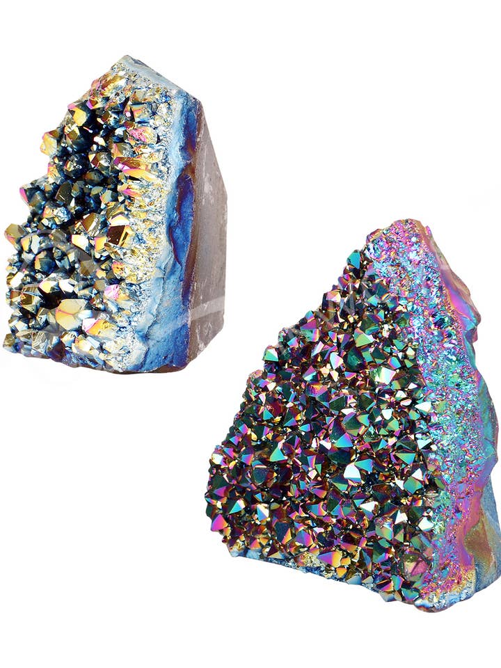 (KG)DRUSE - AMETHYST PLATED RAINBOW TITANIUM CUT BASE 2-3.5" for wholesale by Oceanic Linkways Inc