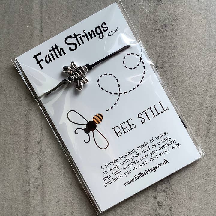 Faithstrings - Wholesale Charm/Dangle Bracelet - Bee Still Christian Faith String Wish Bracelet Gift