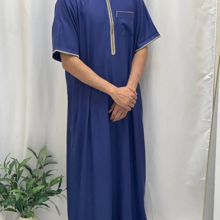 Palestinian Elegance - Wholesale - Timeless Elegance: Men's Durable Kaftan Thobe with Gold Details11