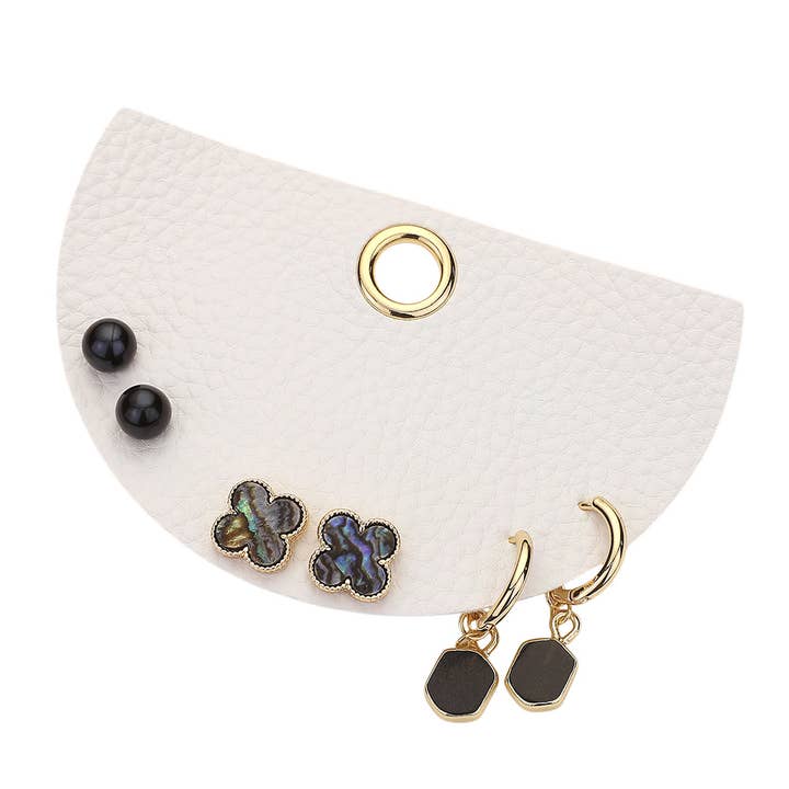 Sensibling Corp. - Wholesale Jewelry Set - 3Pairs - Quatrefoil Pearl Stud Natural Stone Dangle Earrings