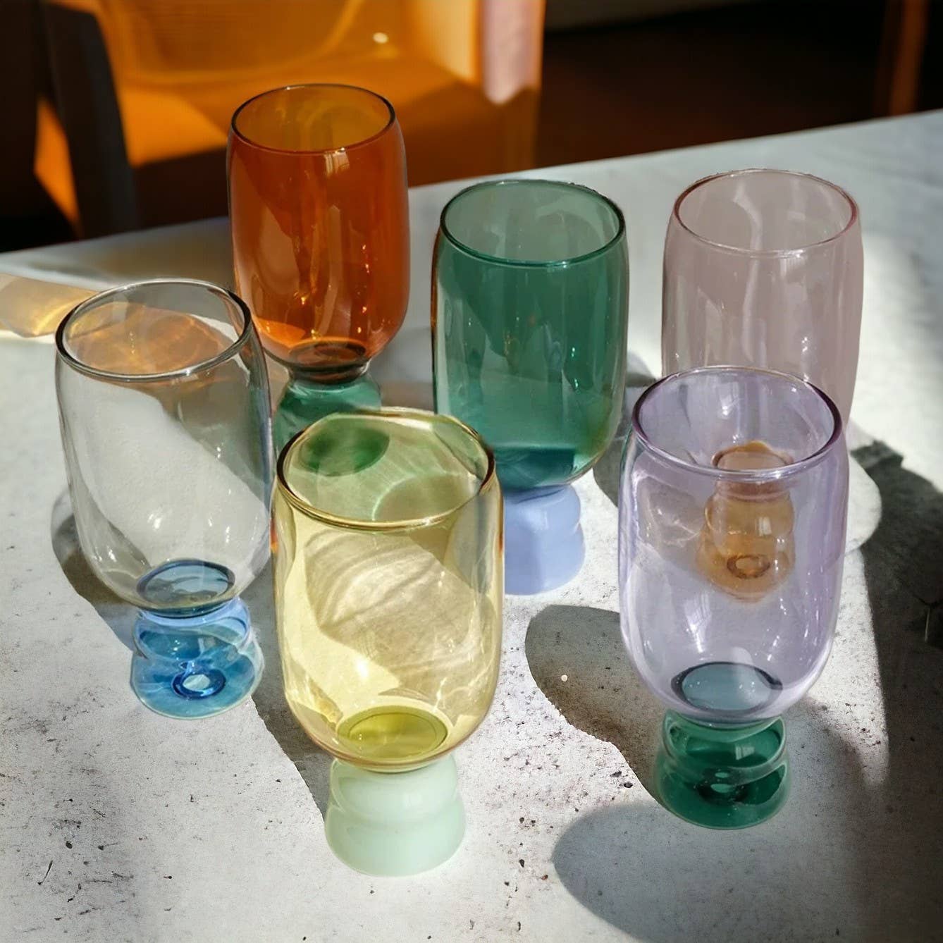 IVORE.GROUP (We cover All Import duty) – wholesale Wine glass – Color Glass Champagne Wine Goblet Cup6