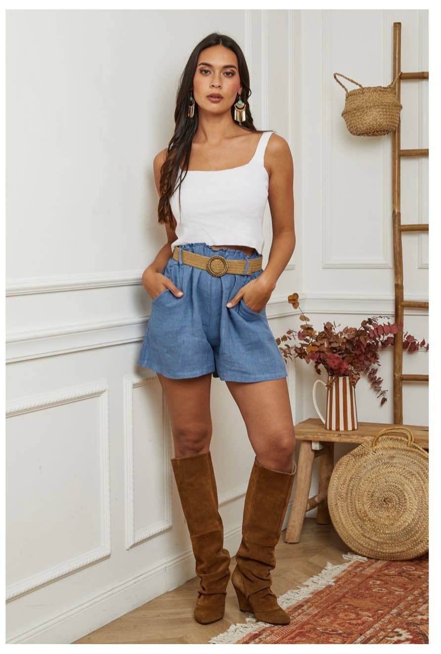 LÉA & LUC – wholesale Shorts – Dam – Shorts i 100 % linne med bälte REF. 505746