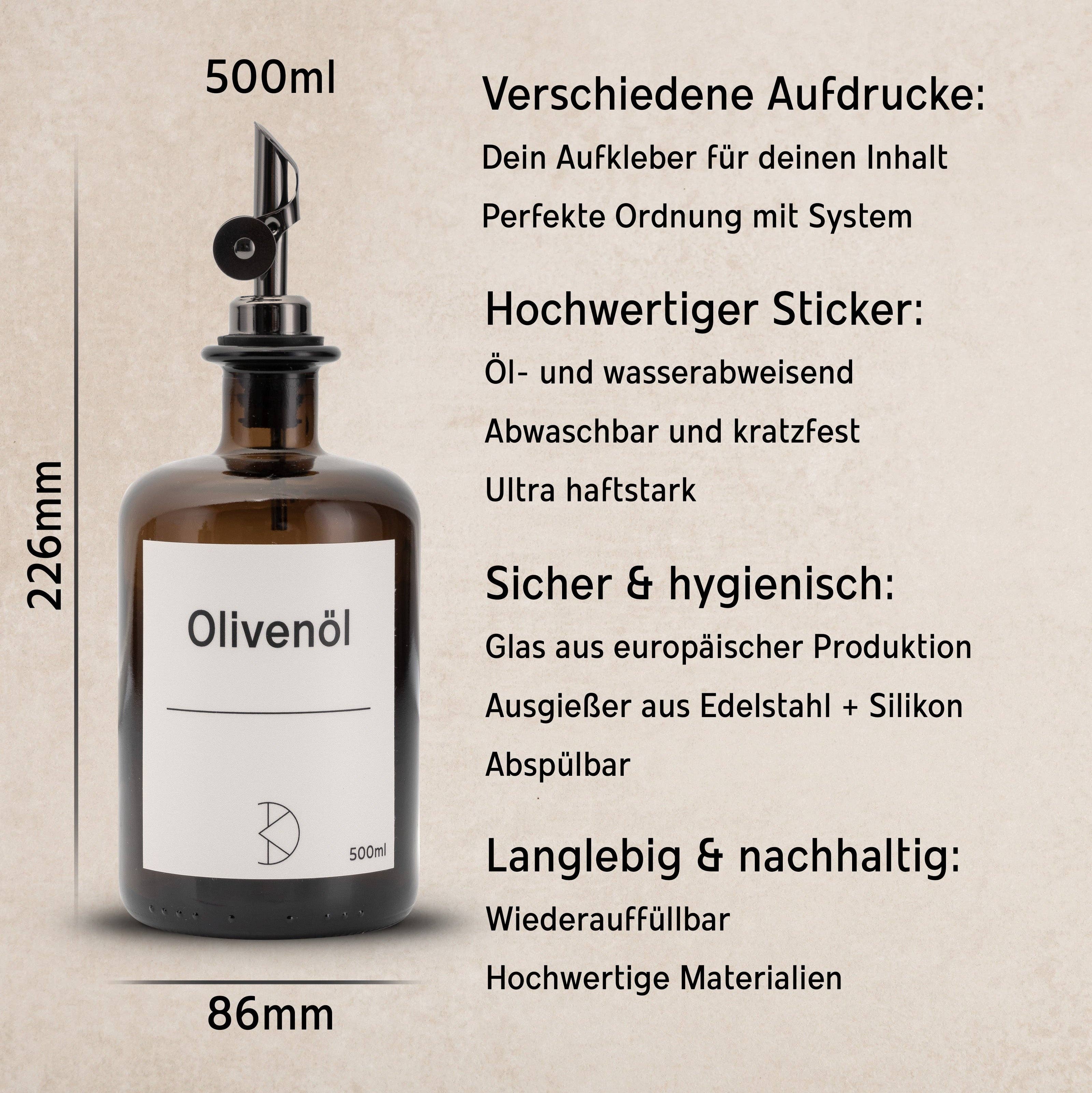 Koffs Design - Wholesale Oil/Vinegar Dispenser - Brown glass oil bottle – 500 ml with stainless steel pourer & UV protection4