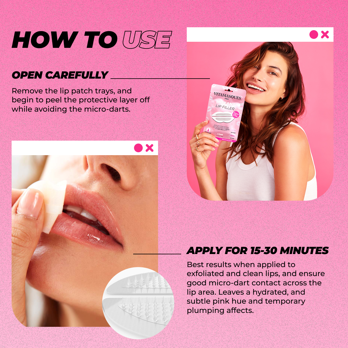 Vitamasques US - Wholesale Lip Treatment/Mask - Instant Lip Filler Micro-Dart Patch 👄6