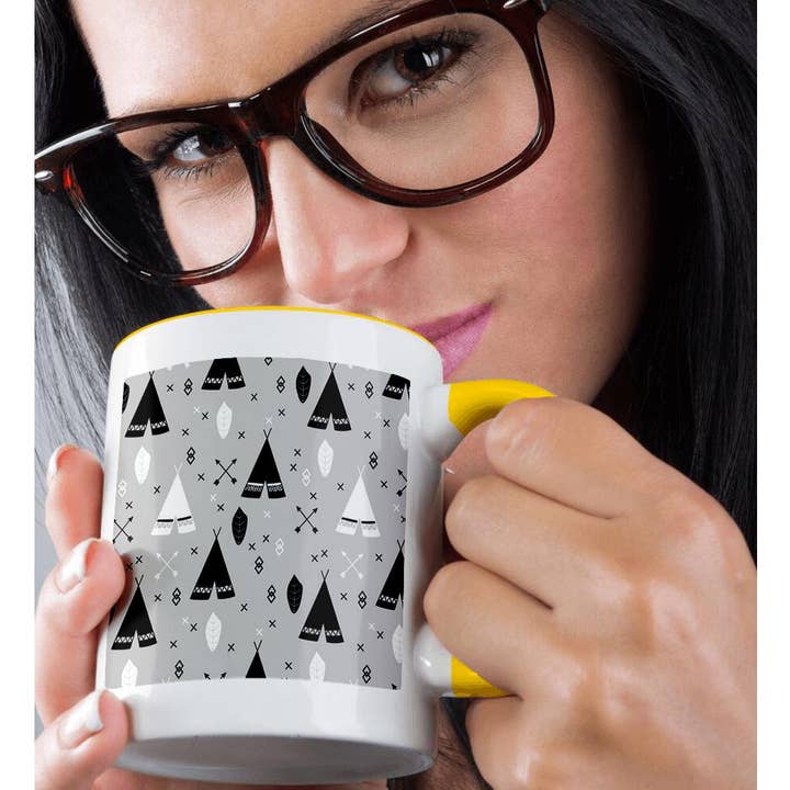 3dRose - Wholesale Coffee Mug - 3dRose, Tribal Teepee Black Gray White, Mug1