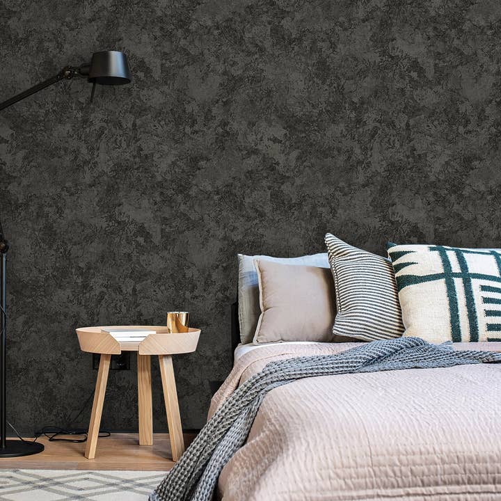 Stylish Black Metallic Abstract Wallpaper, 3D Embossed Textured Wall Covering, Non-Woven, Non-Pasted, Large 178 sqft Roll, Washable, Rusted for wholesale by Walloro Luxury Embossed Wallpaper