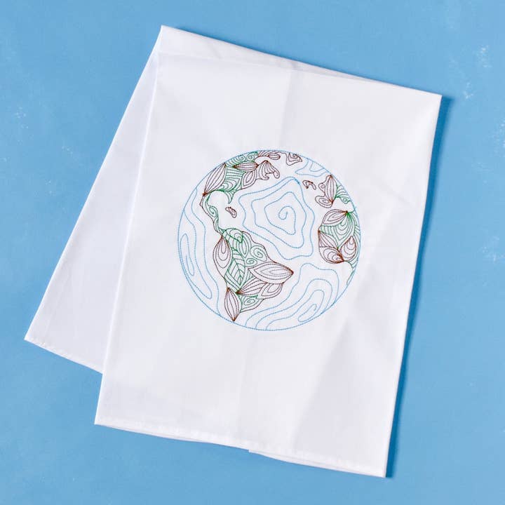 Towel - Globe of Mother Earth for wholesale by Vibrantly Blue