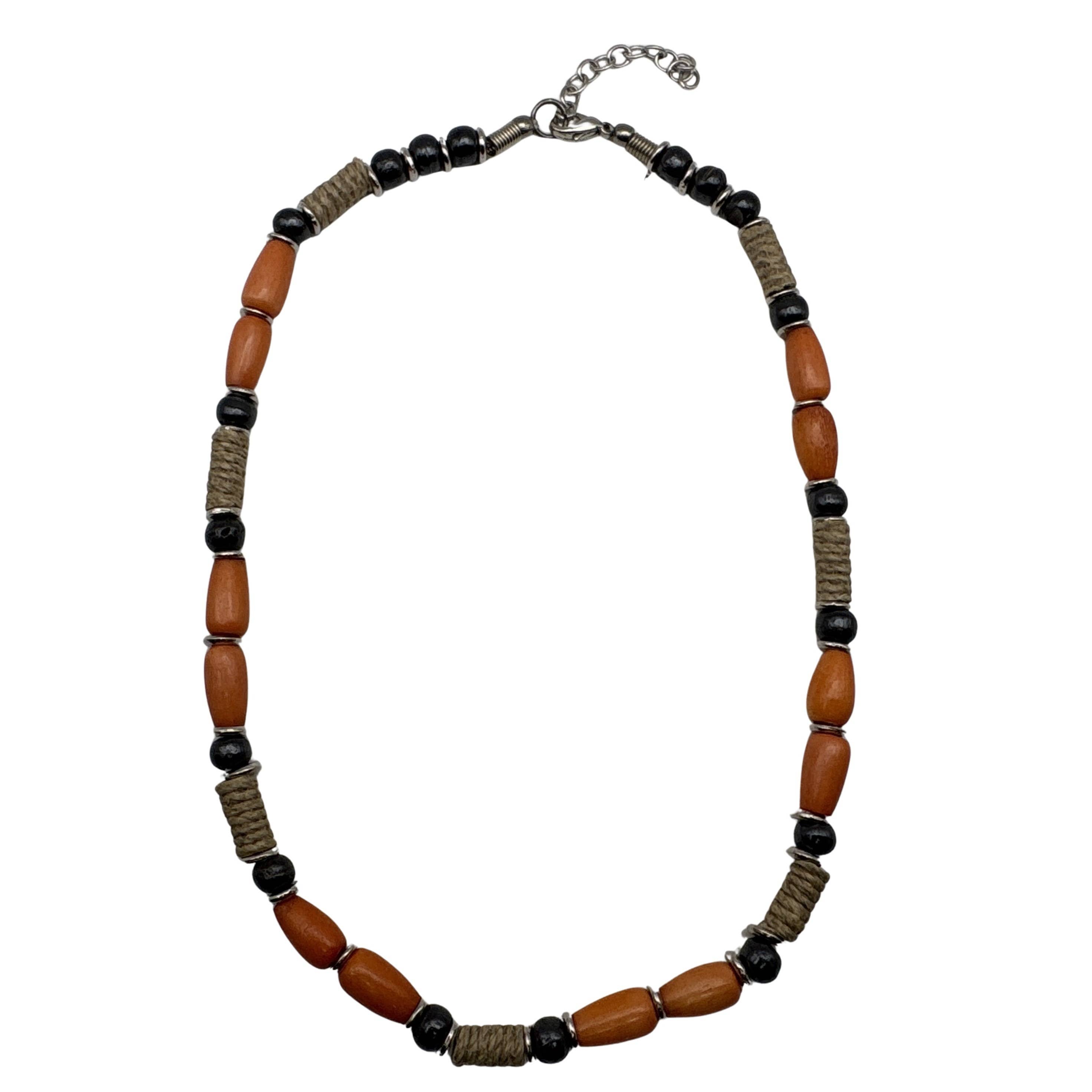 Treasure Jewelry - Venta al por mayor Collares de cuentas/perlas - Collar rústico de cuentas de hueso y cordón de yute0