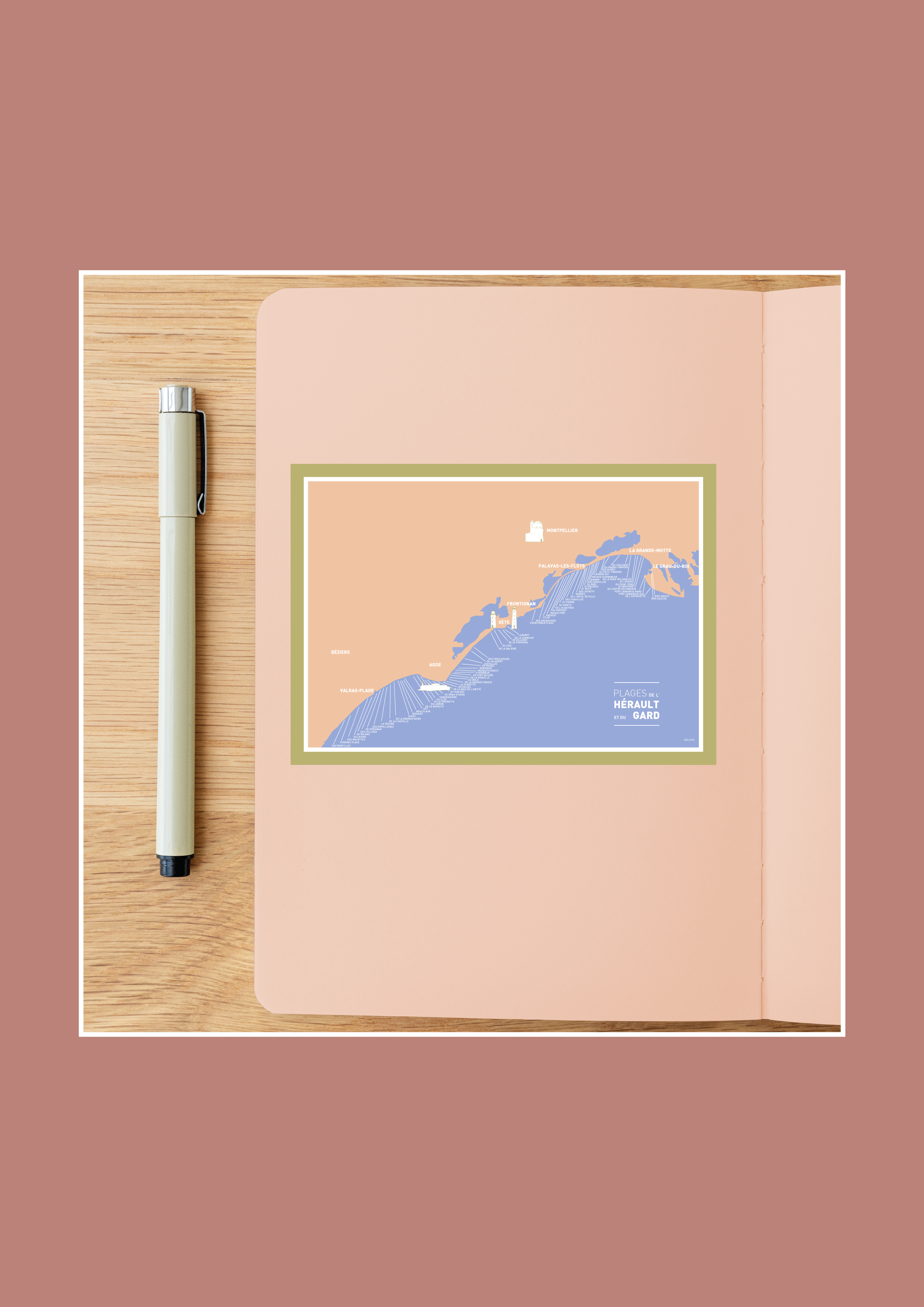 Mrjcrrart - Vente Affiche d'art - Carte des Plages de l’Hérault et du Gard1