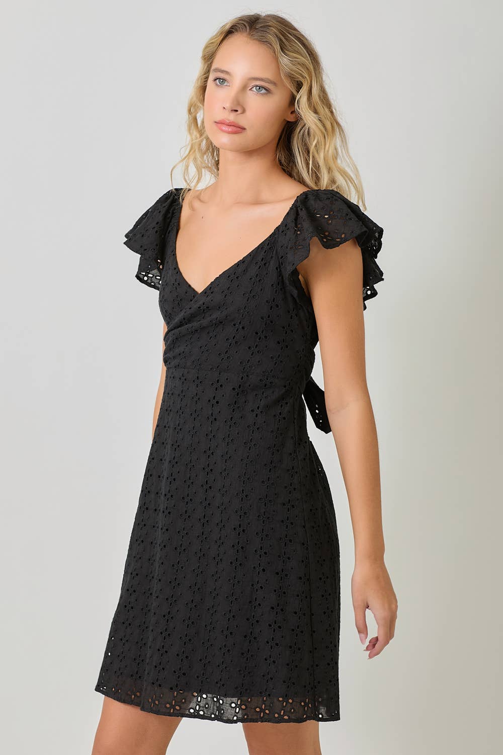 Mystree - Wholesale Dress - Women's - 61052 Surplice Neck Flutter Sleeve Tie Dress 16