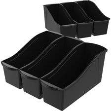 Storex Black Plastic Book Bins, 6-Pack for wholesale by Everyday Supply Co