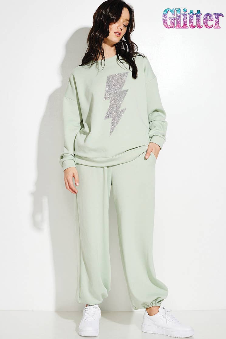 Phil Love - Vente Ensemble de vêtements d'intérieur – femme - Ensemble sweat-shirt en tissu éponge à paillettes5