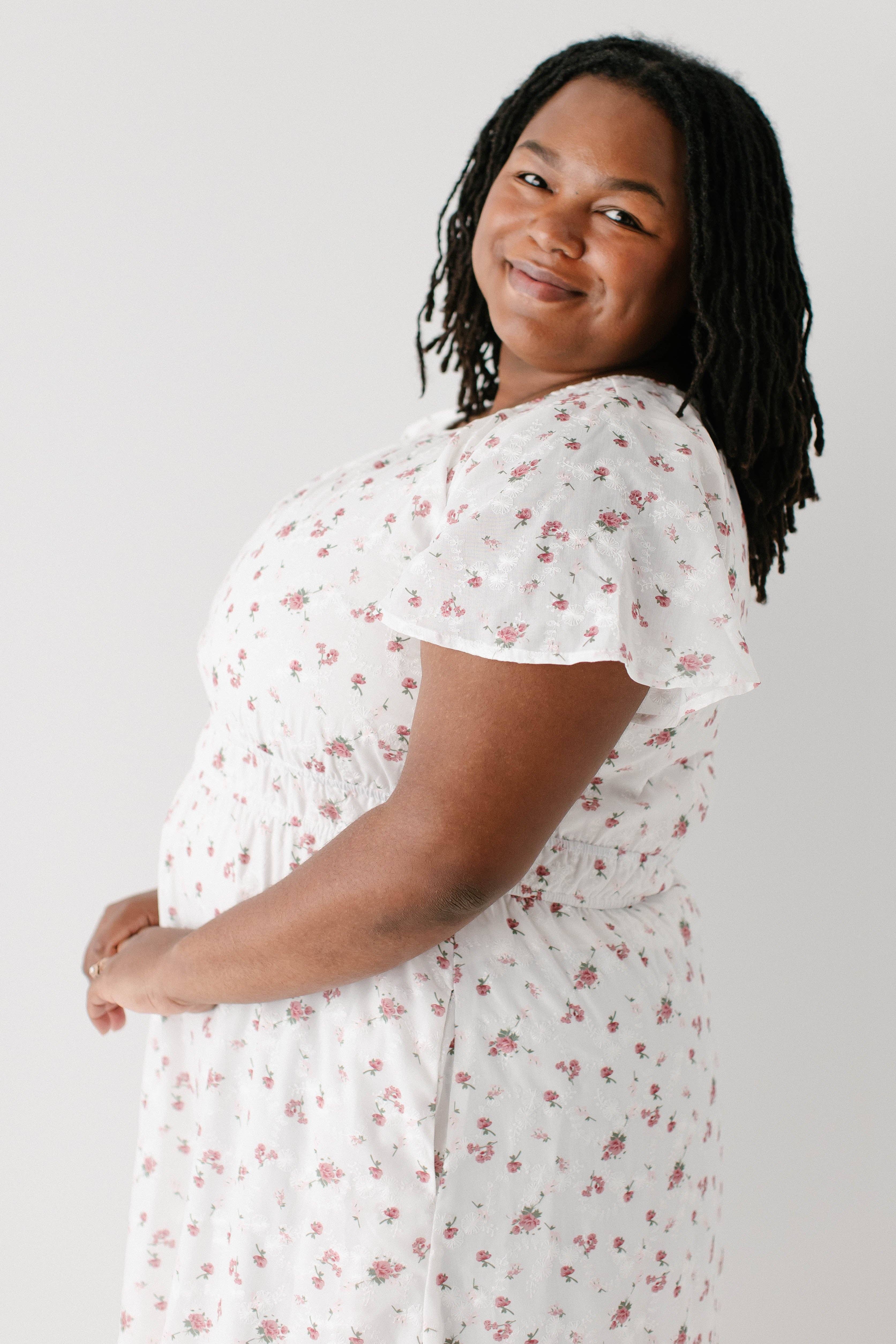 White 'Cynthia' Embroidered Floral Print Dress for wholesale on Faire11