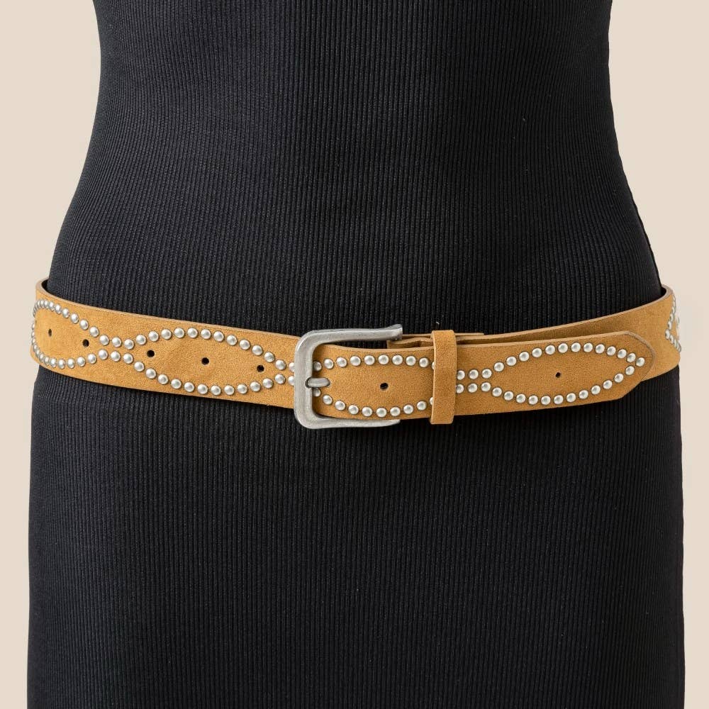 Anarchy Street - Venta al por mayor Cinturón - Mujer - Cinturón de cuero vegano con patrón occidental tachonado3