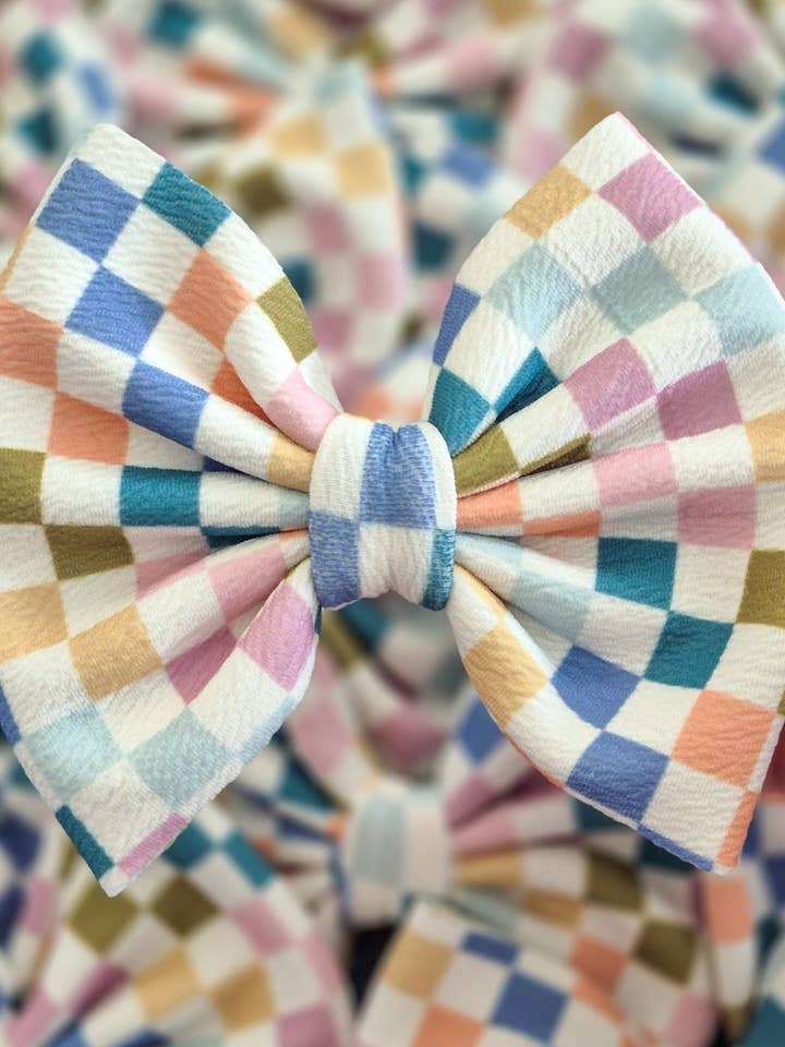 Savannah Bow-Fall Muted Checkered Wholesale for wholesale by Dainty Delights Creations