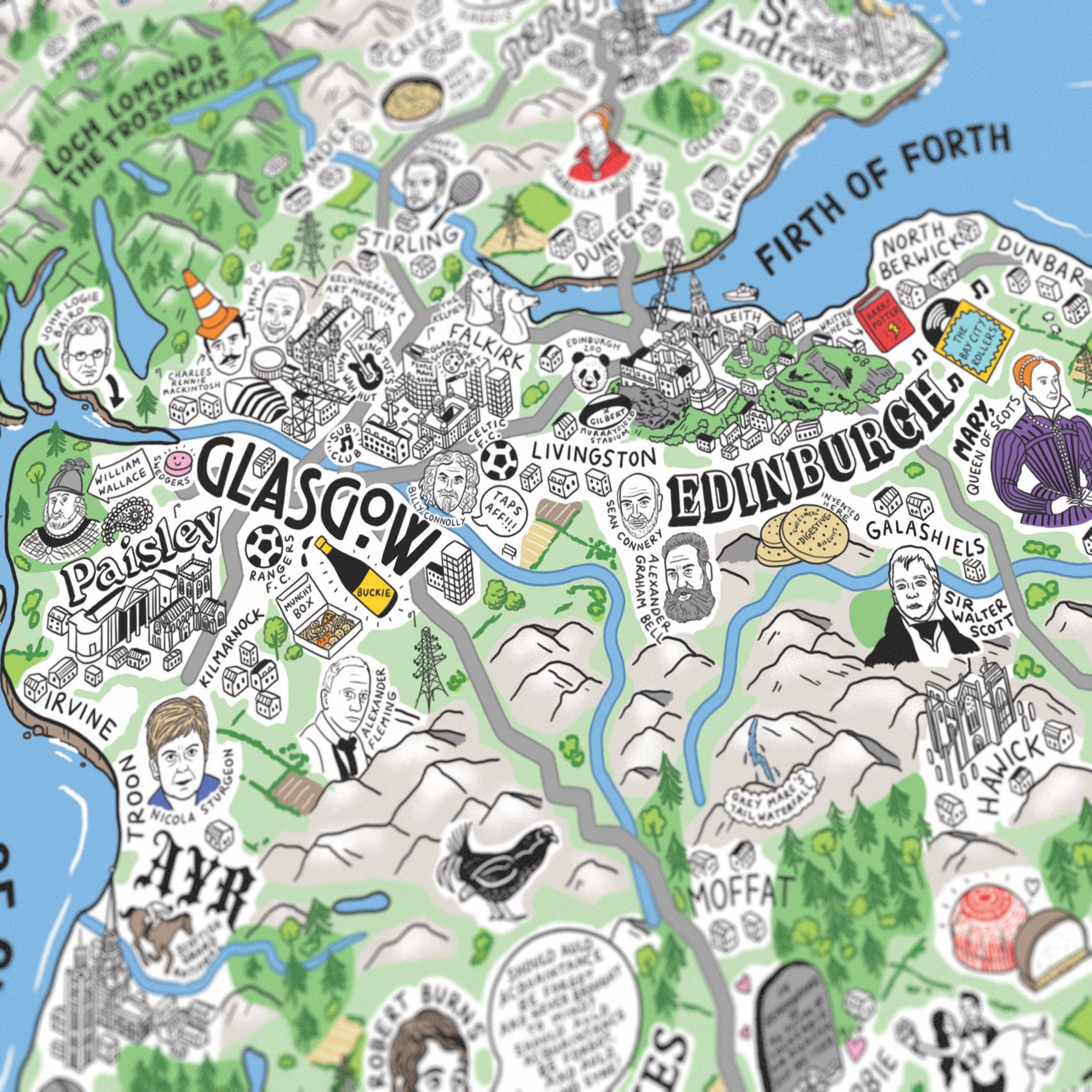 Evermade – wholesale Art print – Hand Drawn Map of Great Britain & Ireland Art Print11