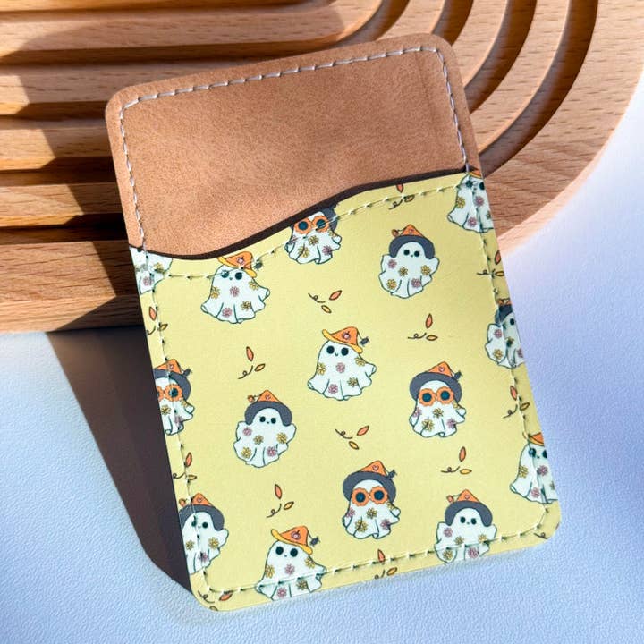 Schattige Groovy Geest Herfst Halloween Telefoon Portemonnee Kaarthouder voor wholesale door Peach Dust Collective