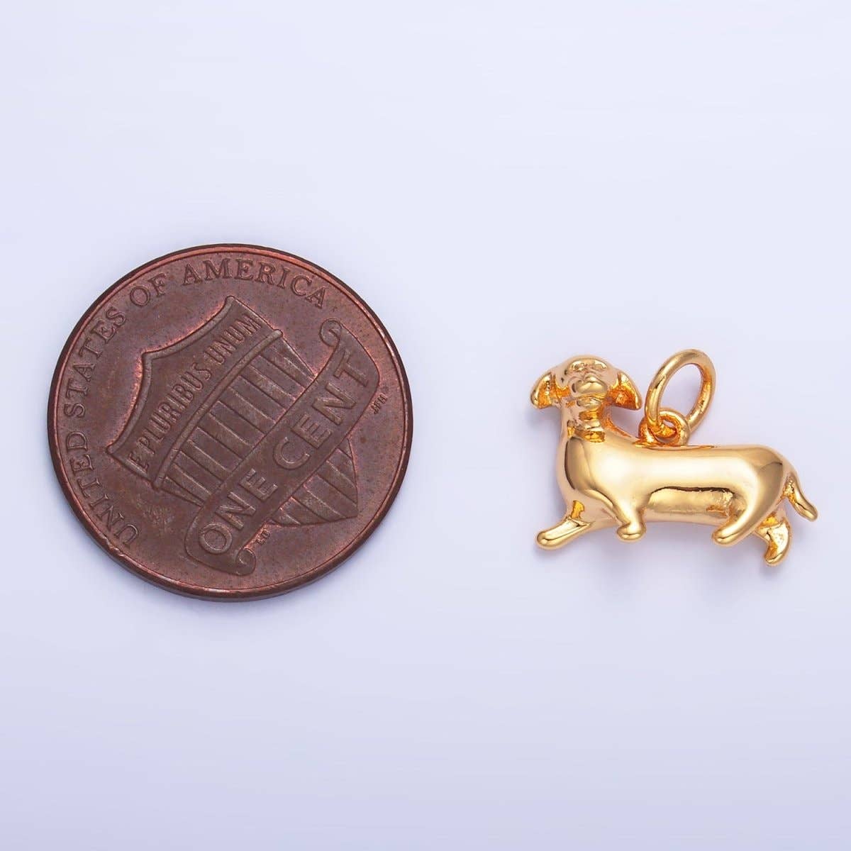 Aim Eternal - Wholesale Individual Charm/Pendant - 24K Gold Filled Sausage Weiner Dachshund Pet Dog 3D Multidimensional Charm | W3882