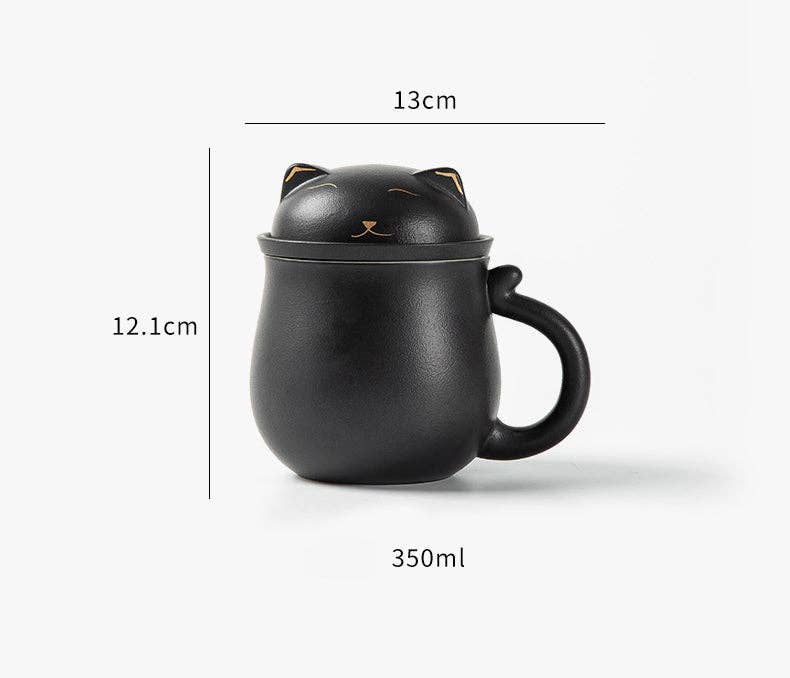 Gohobi （We cover U.S. import duties） - Wholesale Tea Set - Gohobi Lucky Black & White Cat Tea Cup With Infuser0
