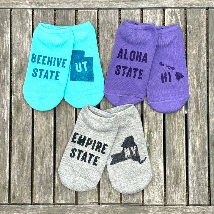 50 States with Nicknames Cotton No Show Socks for Women for wholesale by Sockprints