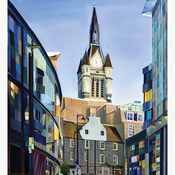 Printagonist – wholesale Art print – Aberdeen Print - Shiprow Village Travel Poster, Scotland