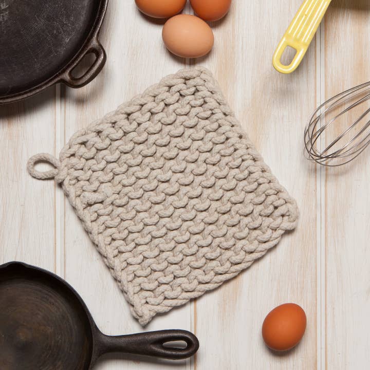 Danica Heirloom - Wholesale Oven Mitt/Pot Holder - Dove Gray Knit Potholder4