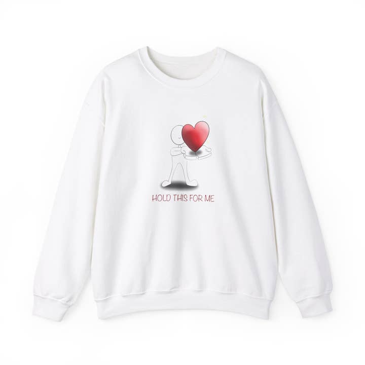 Hold This For Me - Chandail à encolure ras-du-cou Heavy Blend™ unisexe pour la vente par Art By Hedwyn