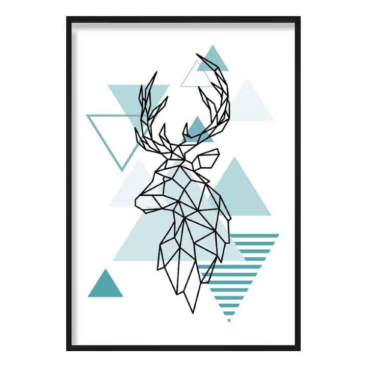 Póster geométrico escandinavo mirando a la izquierda azul agua para venta al por mayor de Artze Wall Art