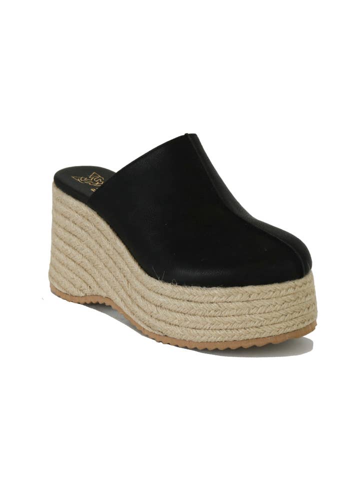 BEAST FASHION - Wholesale Wedges - Women's - NELLIE-01 Round Toe Espadrille Wedge Mule1