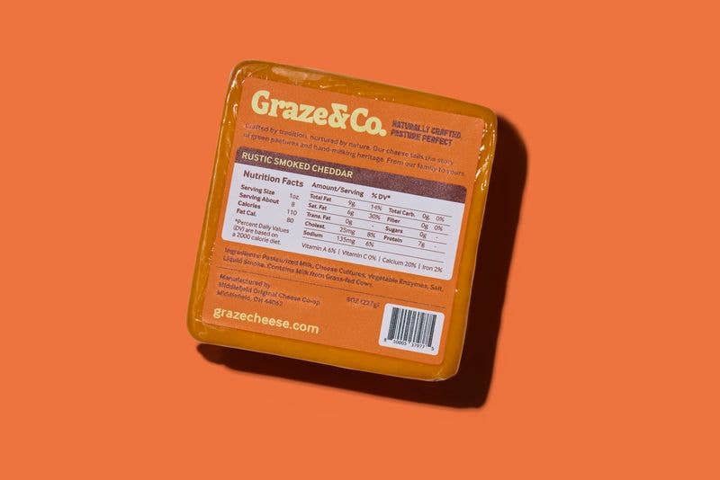 Graze & Co. - Wholesale Cheese - Rustic Smoked Cheddar - 8oz. Artisanal Cheese2