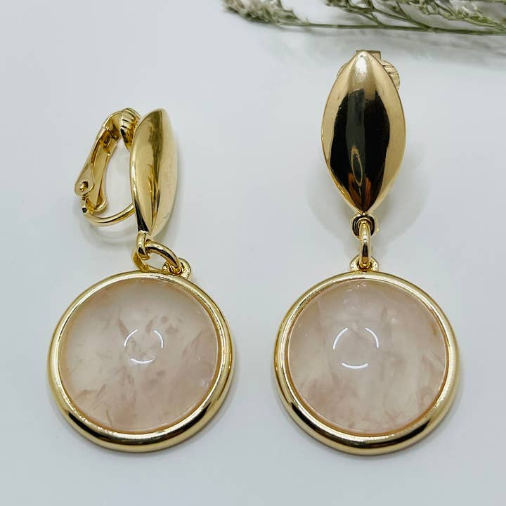 Whisper Clip Earring - Rose Quartz for wholesale by Carla Dieterich