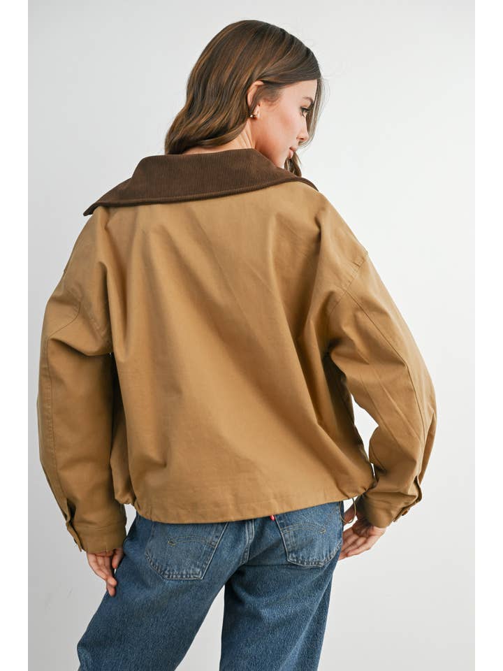 BUTTERMELON - Wholesale Jacket – Women's - Collared Zip-Up Drawstring Jacket - BMJ782524