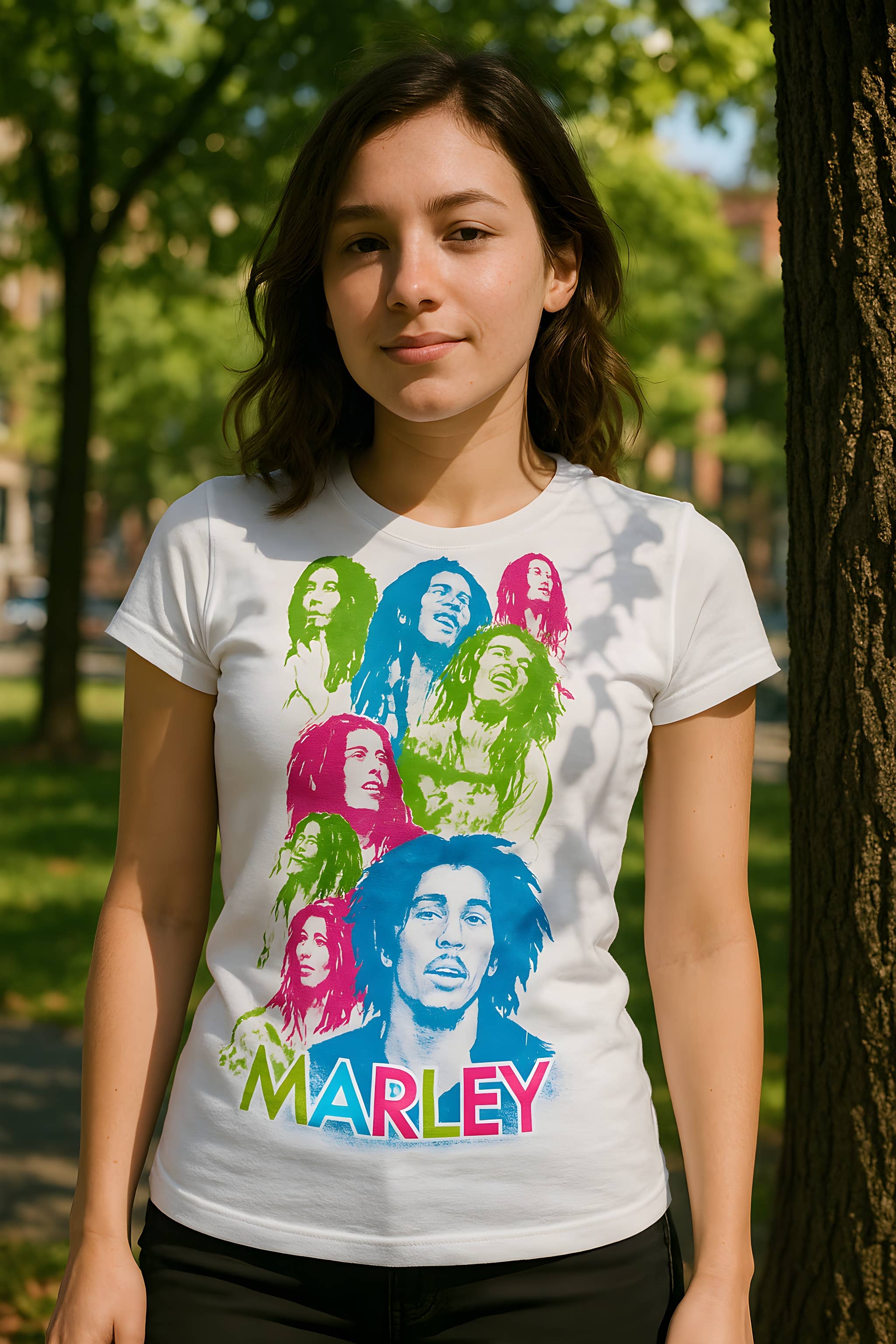 Official Store - Vendita all'ingrosso Maglietta serigrafata - Donna - Maglietta Colorata da Donna Junior di Bob Marley1