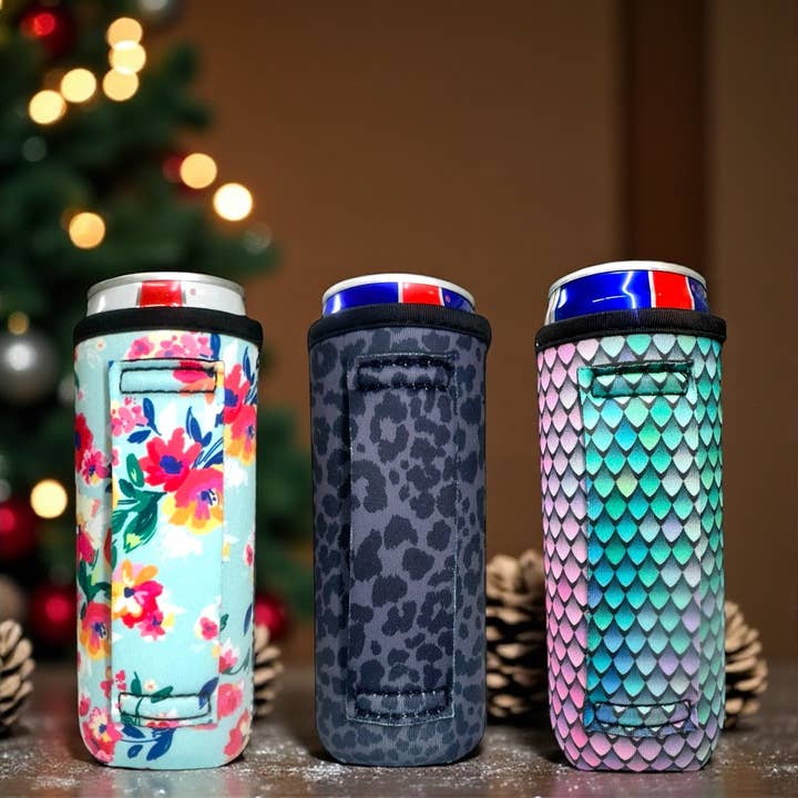 Manica per lattina slim da 12oz con manico singolo Doorbuster per la vendita all'ingrosso da parte di Drink Handlers