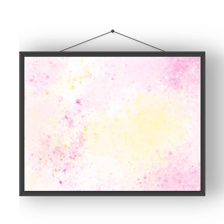 Impression artistique abstraite rose pop et jaune 002 pour la vente par Modera Studio
