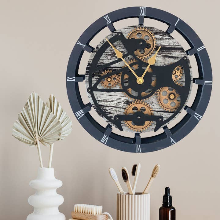 The Gears Clock - Wholesale Wall Clock - CANADA LINE WALL-DESK CLOCK 16 INCH GREY&WHITE11